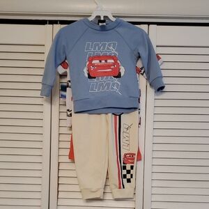 NWT Disney Pixar Cars Four Piece Set Blue, Cream and Red, Size 2T